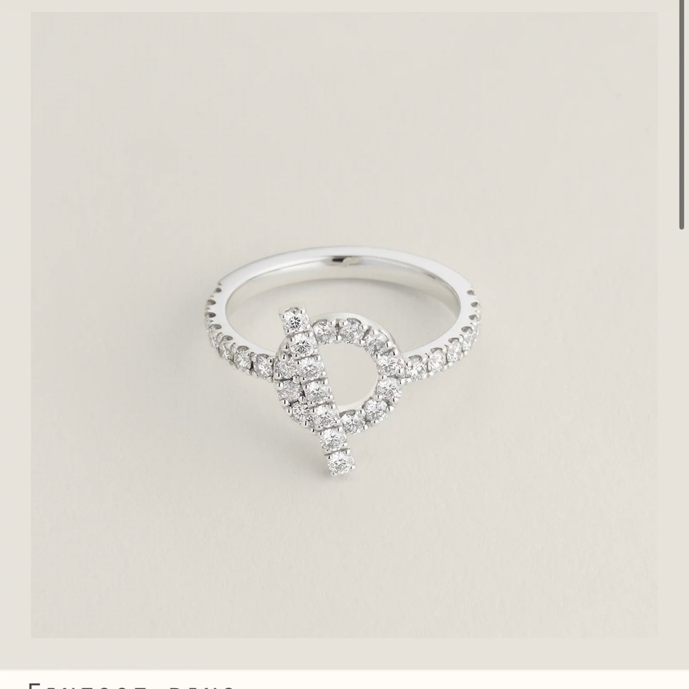 Hermes 18k white gold diamond finesse ring size 52